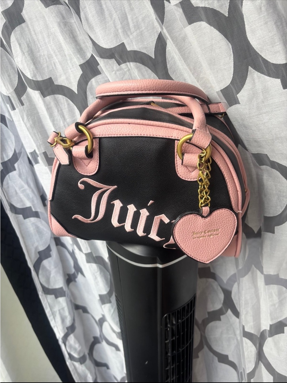 Juicy Couture Black and Pink Mini Satchel with Heart Charm
